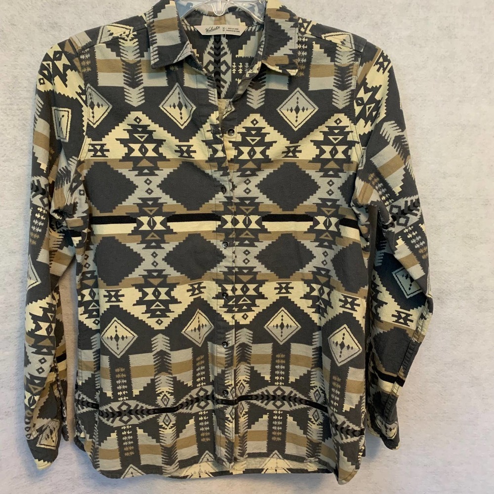 WOOLRICH Aztec Print Button Down Flannel Shirt Women's Size Medium